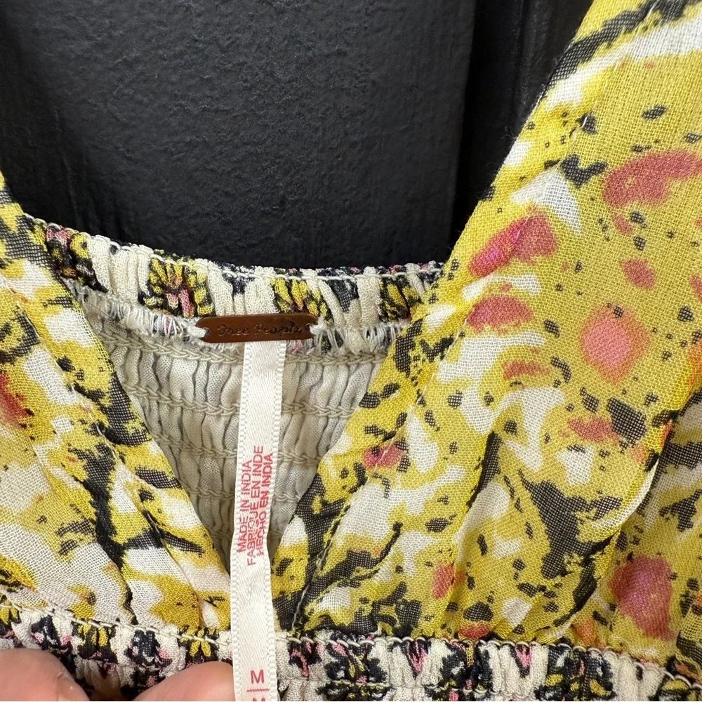Free People Maria’s Floral Yellow Jumpsuit Medium